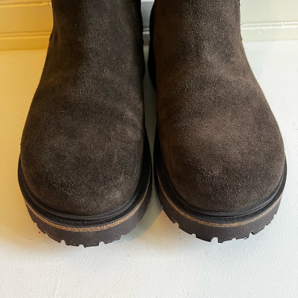 Women’s Birkenstock Highwood Slip On Suede Chelsea Boots Dark Brown Mocha - Picture 8 of 12
